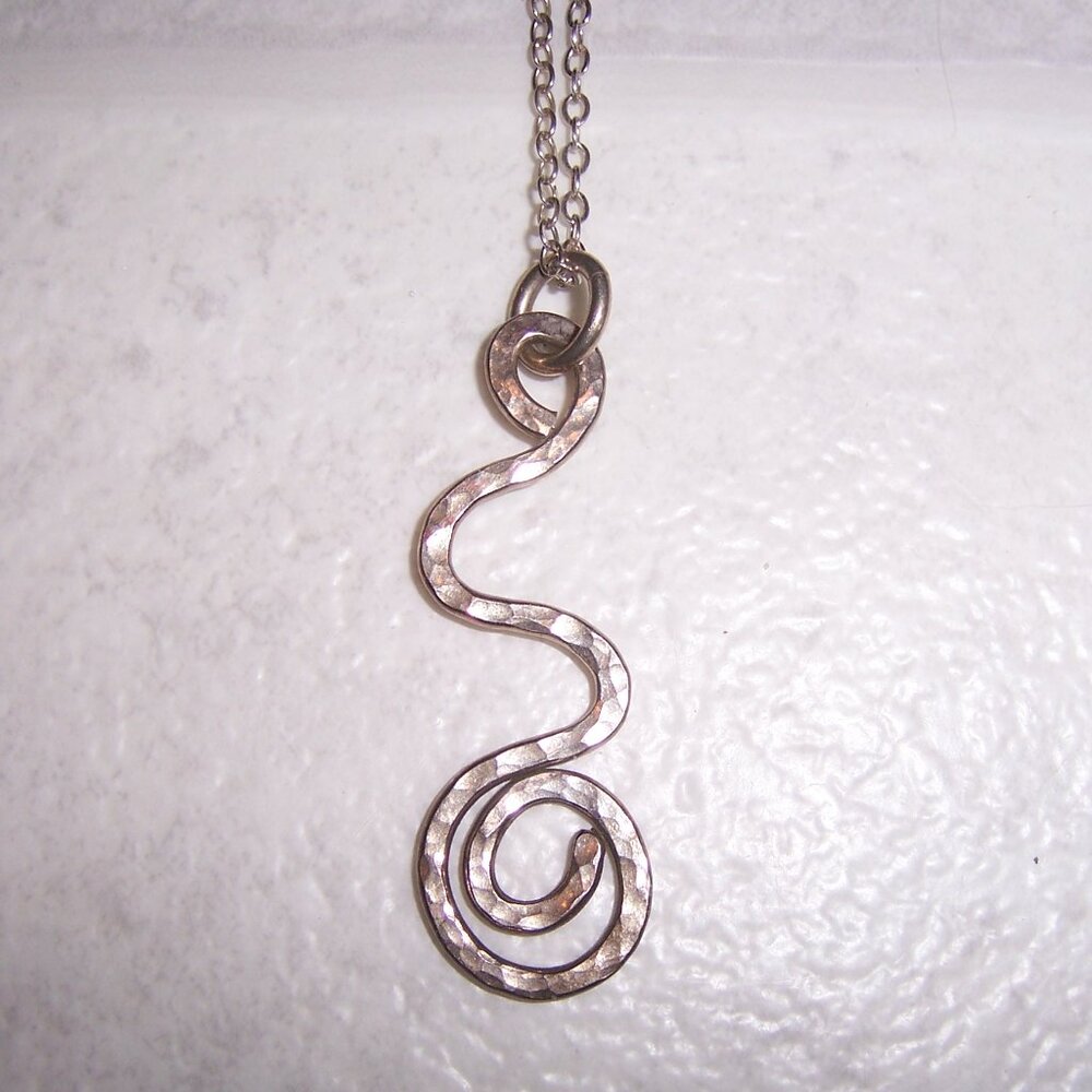 Abstract Squiggle Sterling Silver Pendant Necklace